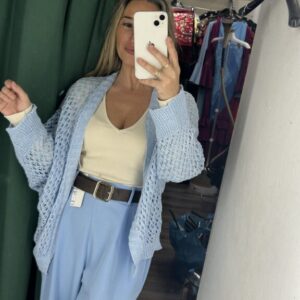 Cárdigan hilo celeste