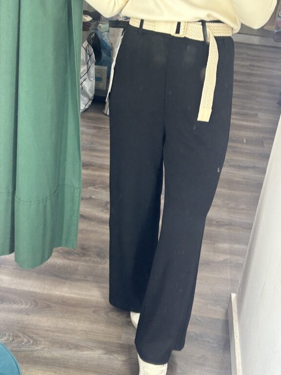 pantalon negro con cinturón algodón