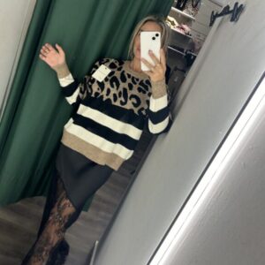 jersey animal print camel y negro