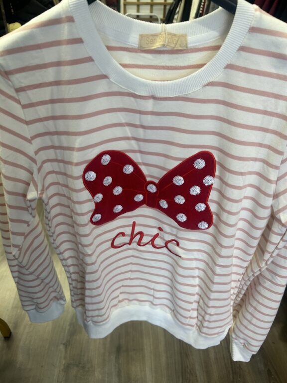 sudadera raya rosa lazo minnie