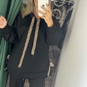 sudadera negra cuerdas animal print