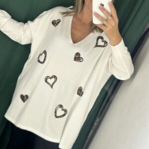 jersey blanco corazones oversize
