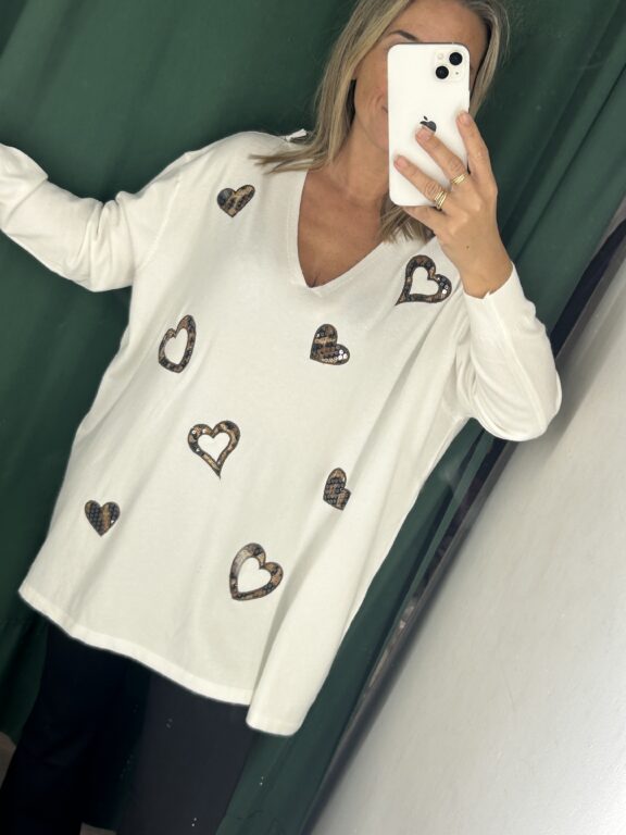 jersey blanco corazones oversize La Mona Complementos