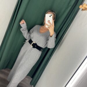 vestido punto y canale gris