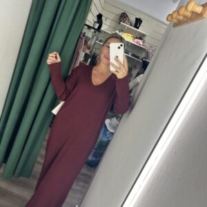 vestido burdeos canale y punto