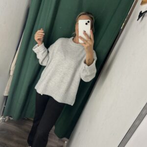 jersey gris claro cuello caja oversize