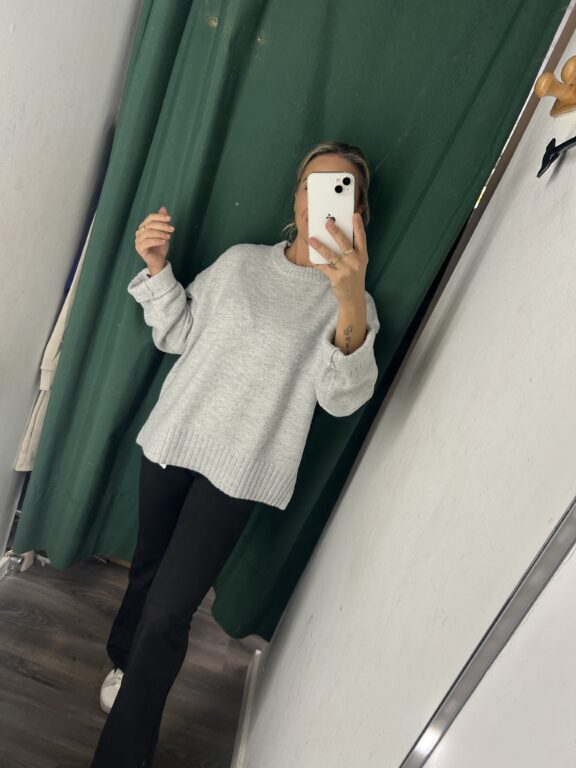 jersey gris claro cuello caja oversize