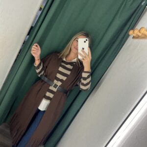 cardigan flecos marron