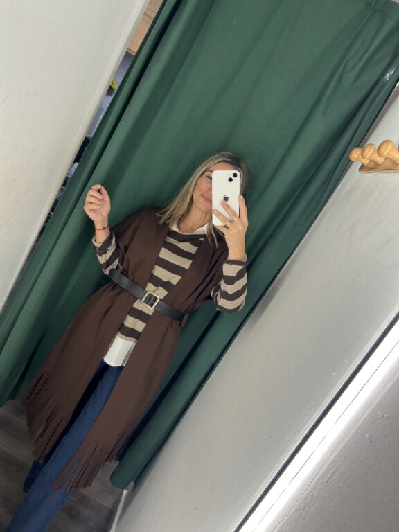 cardigan flecos marron