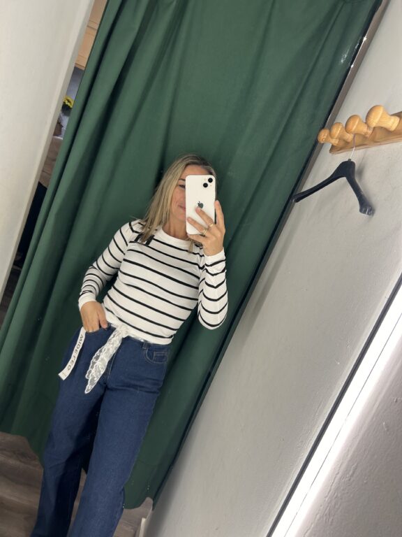 camiseta canale blanca rayas negra