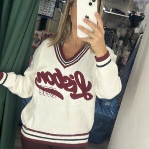 jersey lisbon blanco y letras burdeos