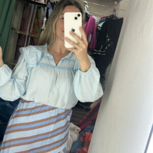 camisa celeste manga larga