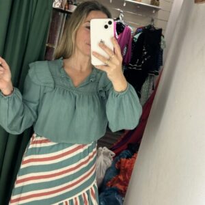 camisa turquesa manga larga