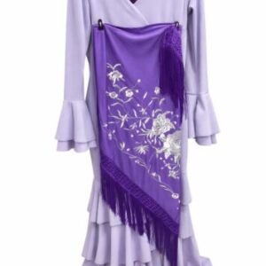 Vestido lila +manton+flor