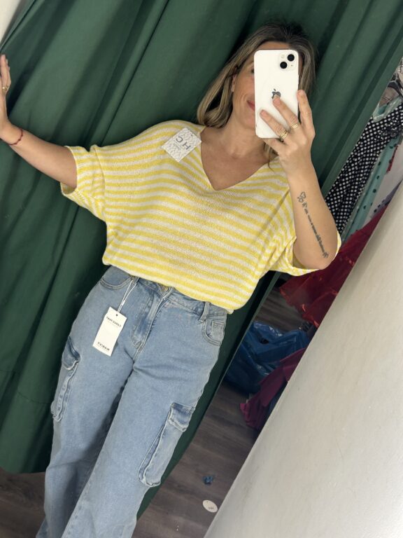 jersey hilo rayas amarillo y blanco