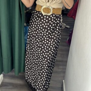 Falda satén marrón lunar beige