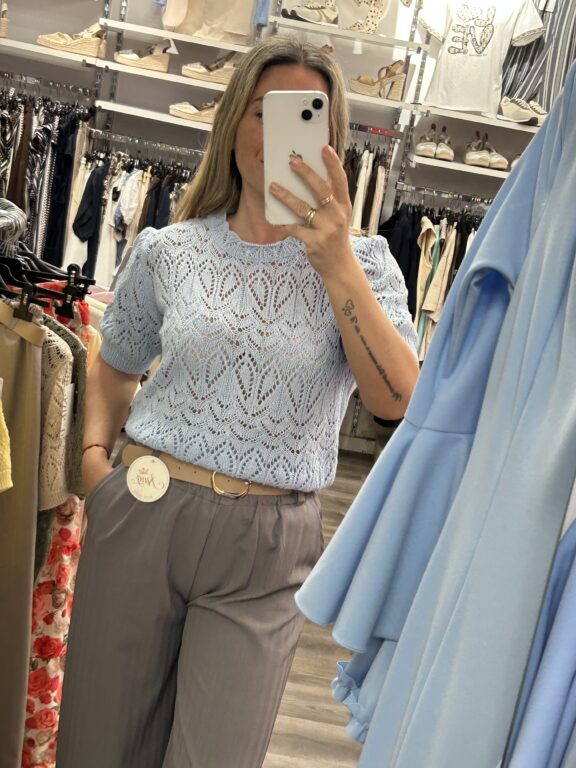 Jersey hilo celeste manga corta