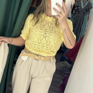 Jersey amarillo hilo manga corta