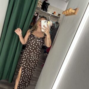 Vestido lunarito marrón casco promo