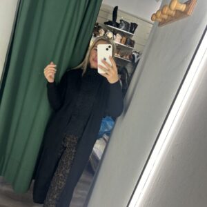 cardigan negro punto largo