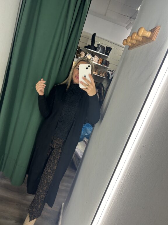 cardigan negro punto largo