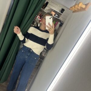 jersey azul marino y blanco rayas ocho