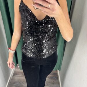 top lentejuelas negro