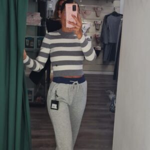 pantalon sport gris cintura vaquera