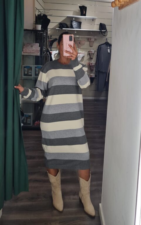 vestido rayas tonos grises