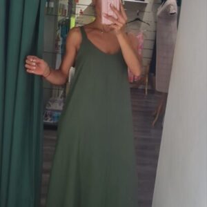 vestido verde largo basico