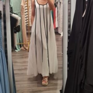 vestido blanco raya negra