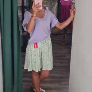 falda pantalón verde flores
