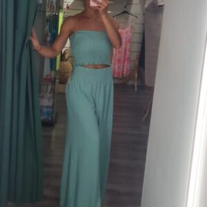 conjunto top verde agua