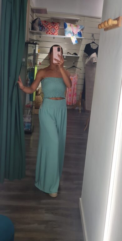 conjunto top verde agua