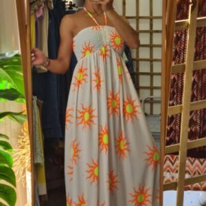 vestido palabra tonos sol naranja