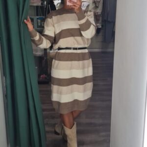 vestido rayas tonos beige