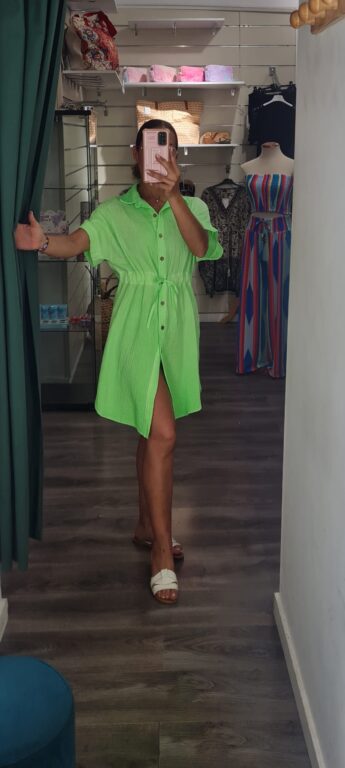 vestido fluor camisero verde